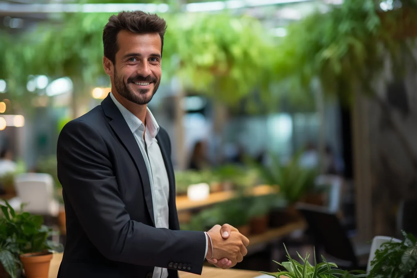 Candidat assis face à un recruteur dans une salle de réunion, prenant la parole avec assurance pendant un entretien d’embauche